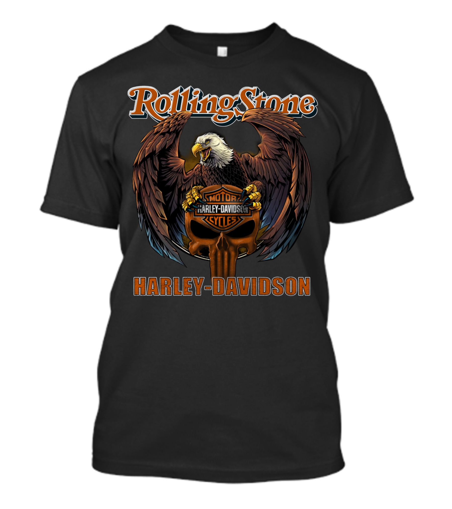 Rolling Stone Harley Davidson Motor Cycles Eagle Skull T-Shirt