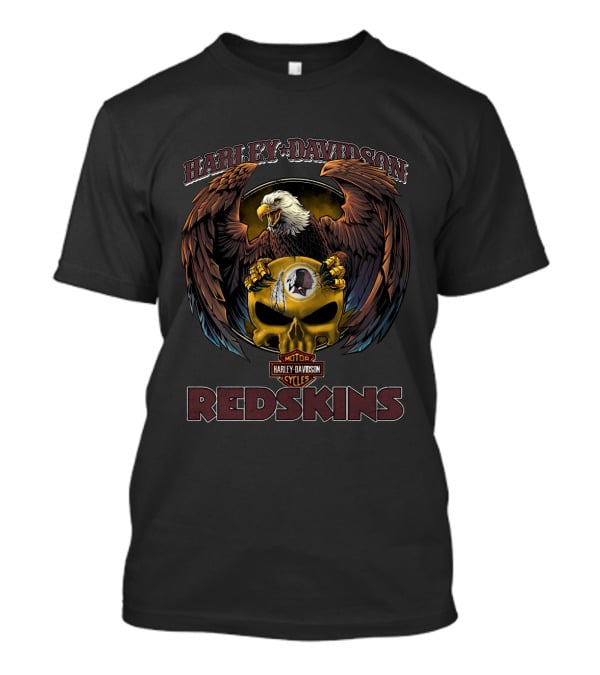 Harley Davidson Motor Cycles Redskins Eagle And Skull T-Shirt