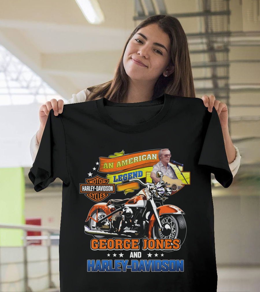 An American Legend George Jones And Harley Davidson Motor Cycles T-Shirt