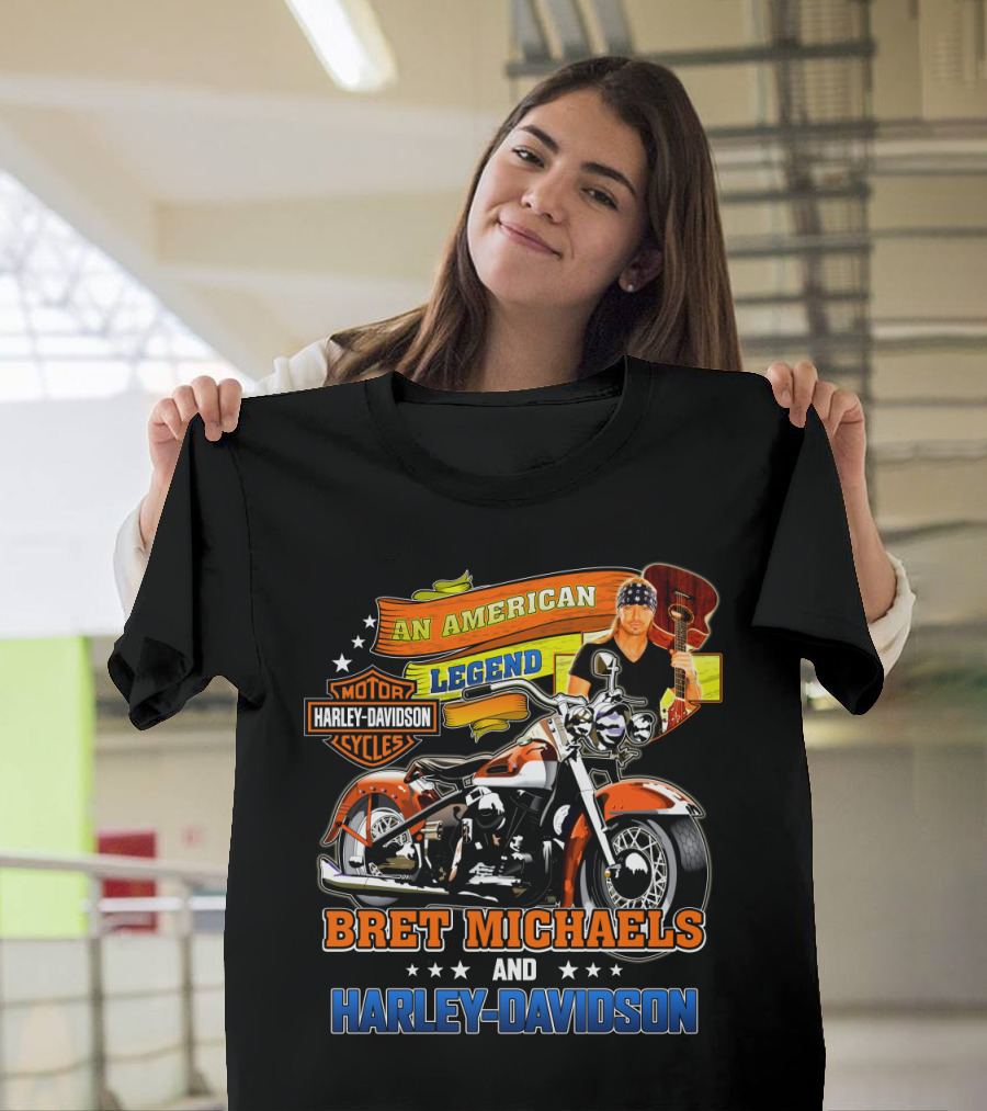 An American Legend Bret Michaels And Harley Davidson Motorcycles T-Shirt