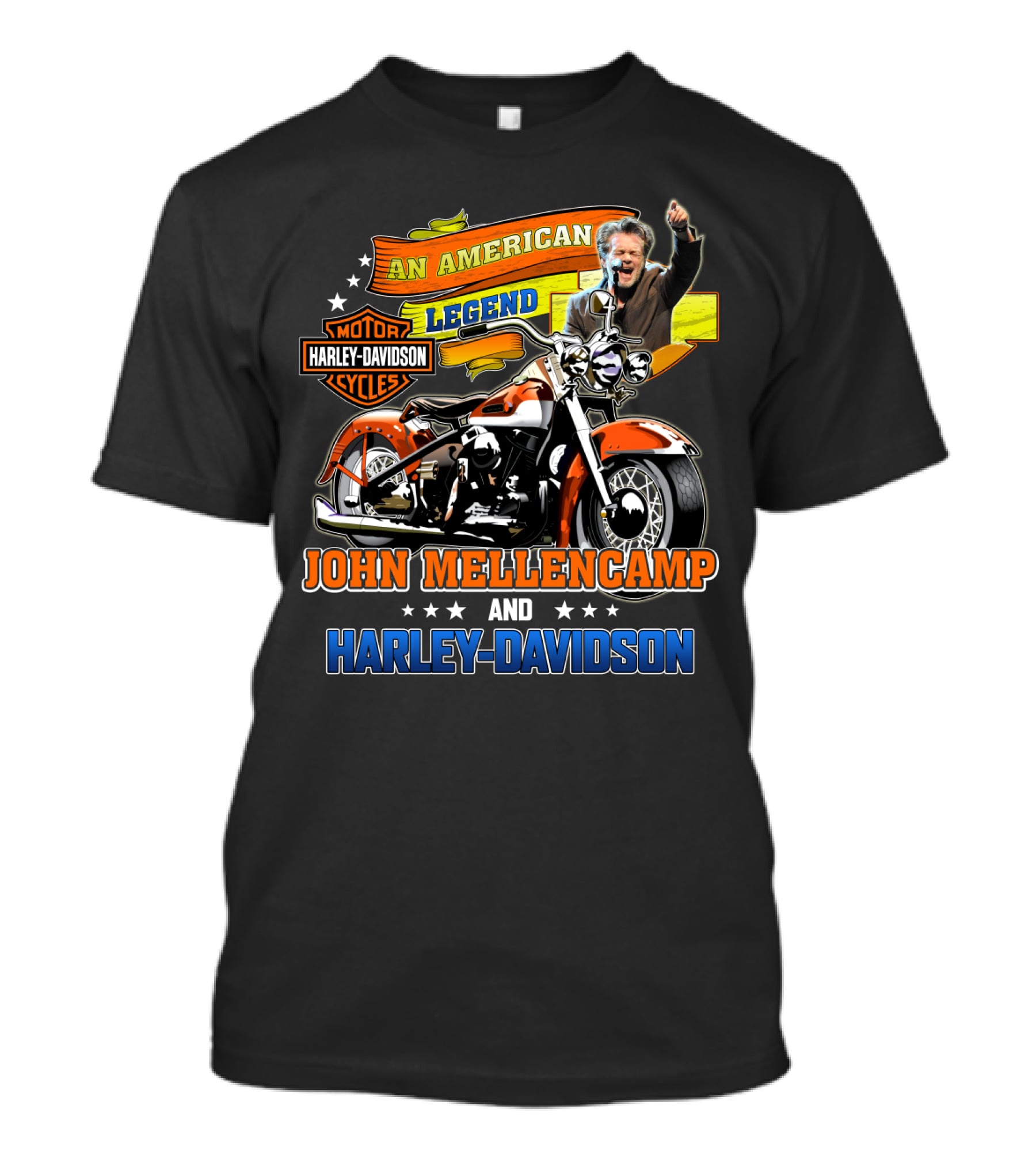 An American Legend John Mellencamp And Harley Davidson Motor Cycles T-Shirt