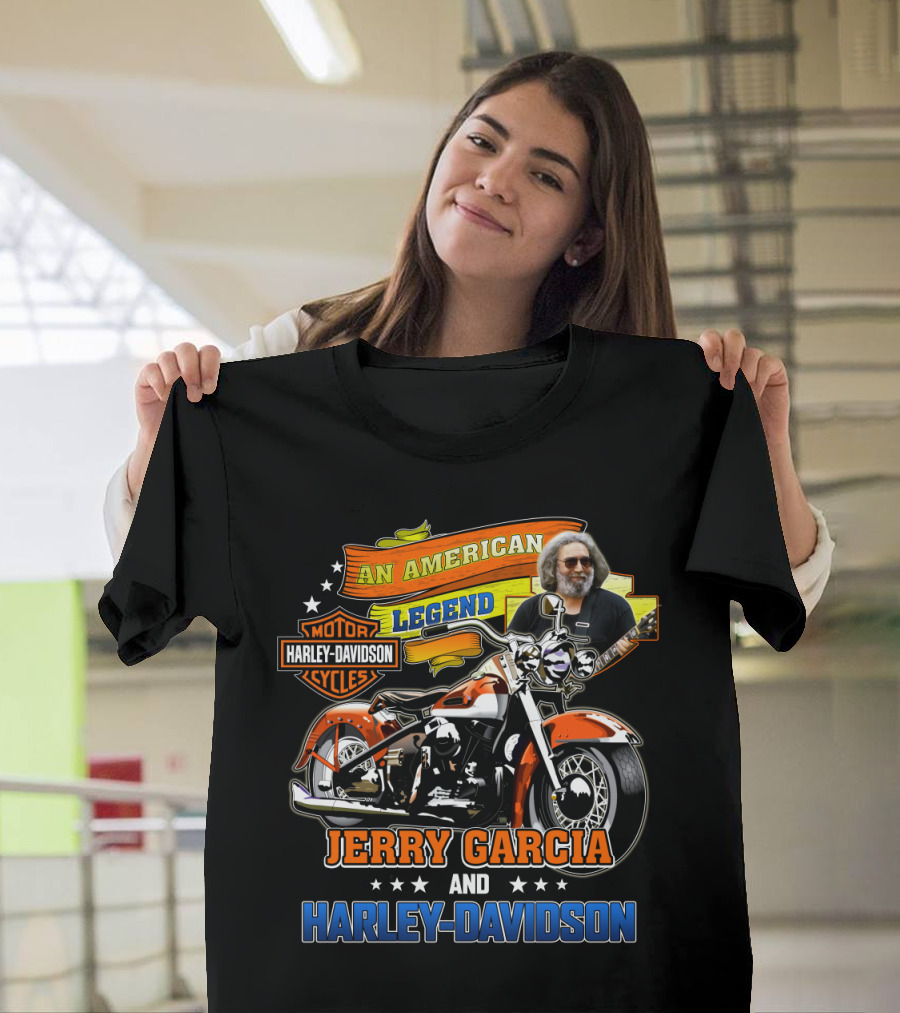 An American Legend Jerry Garcia And Harley Davidson T-Shirt