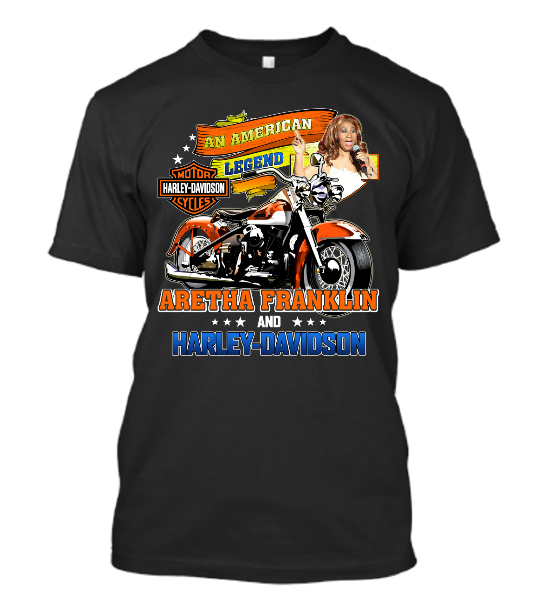 An American Legend Aretha Franklin And Harley Davidson T-Shirt