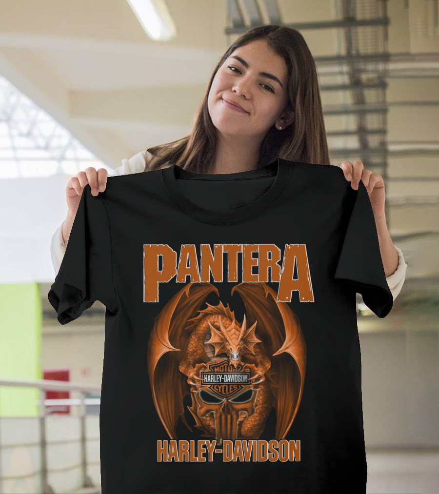 Pantera Harley Davidson Motorcycle Cycles Dragon T-Shirt