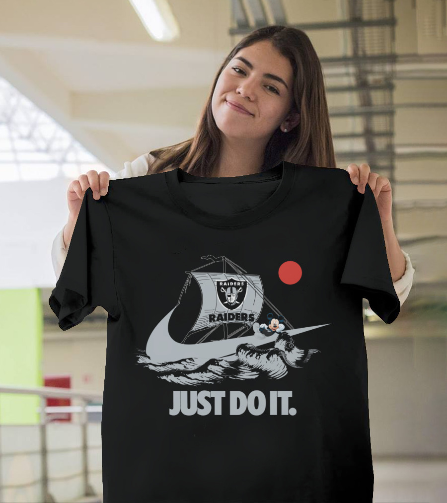 Just Do It Raiders Ship With Cartoon Mouse And Red Sun T-Shirt