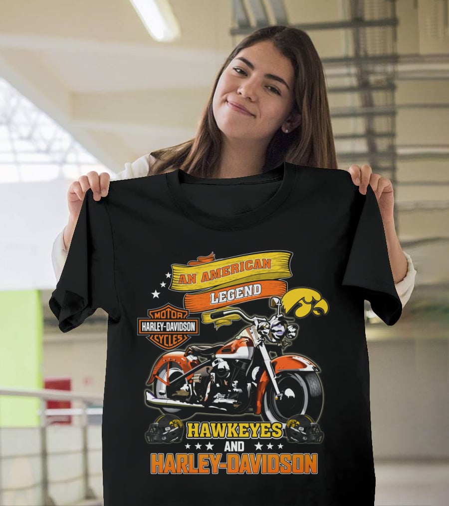An American Legend Hawkeyes And Harley Davidson T-Shirt