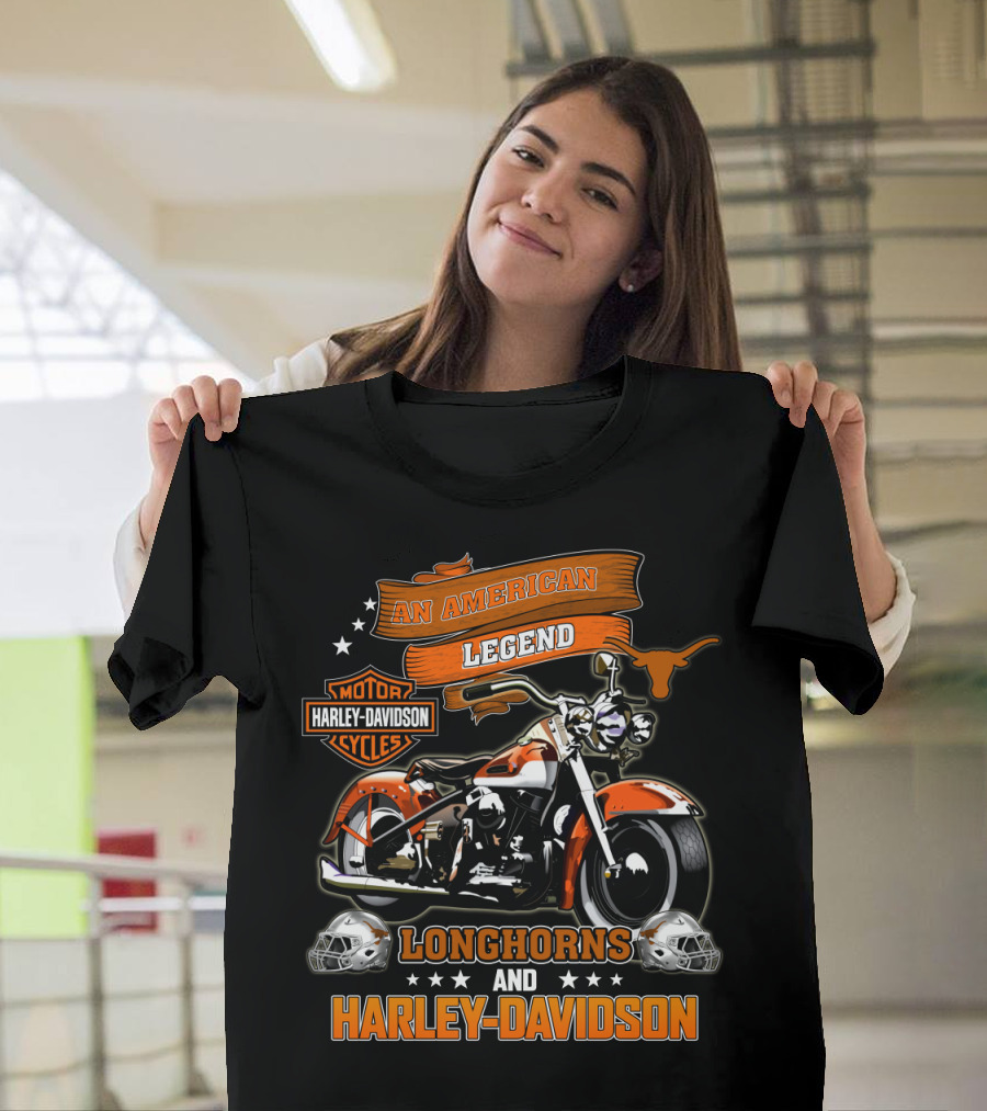 An American Legend Longhorns And Harley Davidson T-Shirt