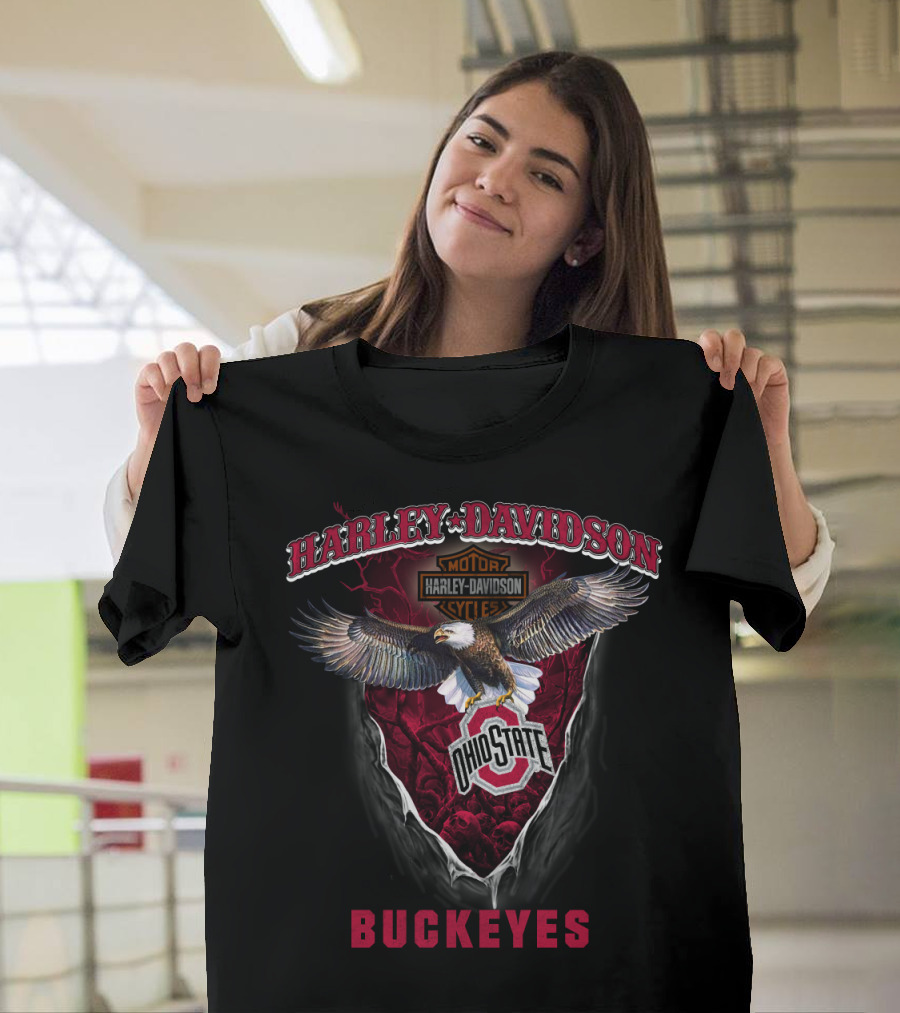 Harley Davidson Motor Harley Davidson Cycles Ohio State Buckeyes Eagle T-Shirt