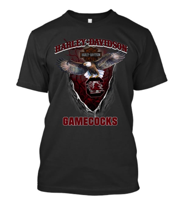Harley Davidson Motor Cycle Gamecocks T-Shirt