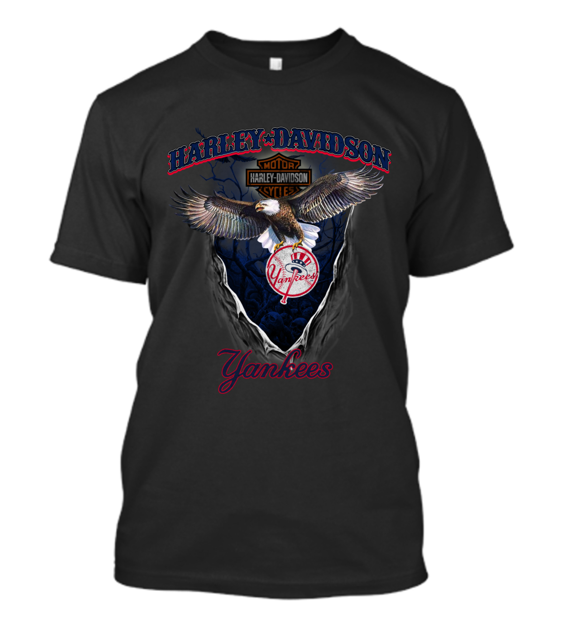 Harley Davidson Motorcycles New York Yankees Eagle T-Shirt