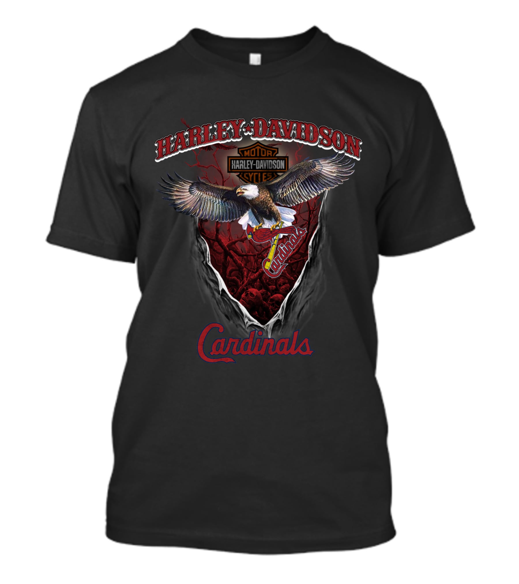 Harley Davidson St Louis Cardinals Motor Cycle Eagle T-Shirt