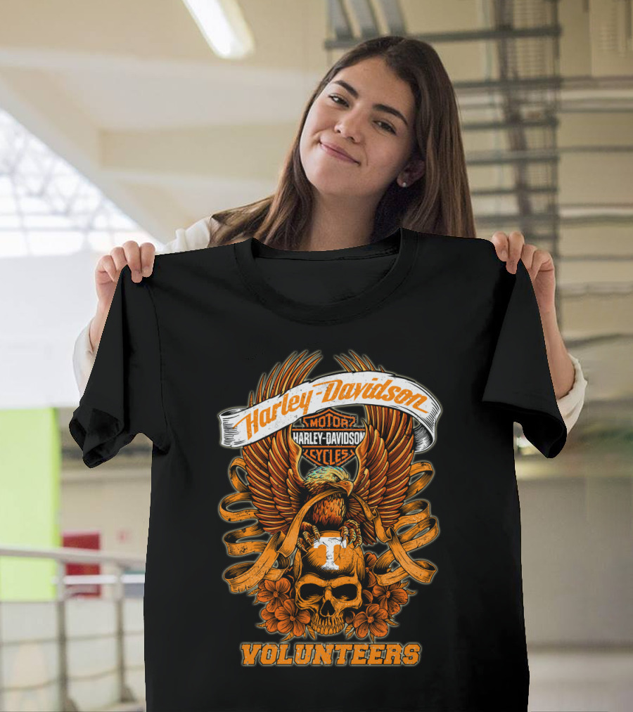 Harley Davidson Tennessee Volunteers Skull And Eagle T-Shirt