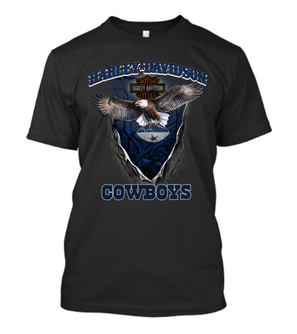 Harley Davidson Motor Cycle Eagle Cowboys T-Shirt