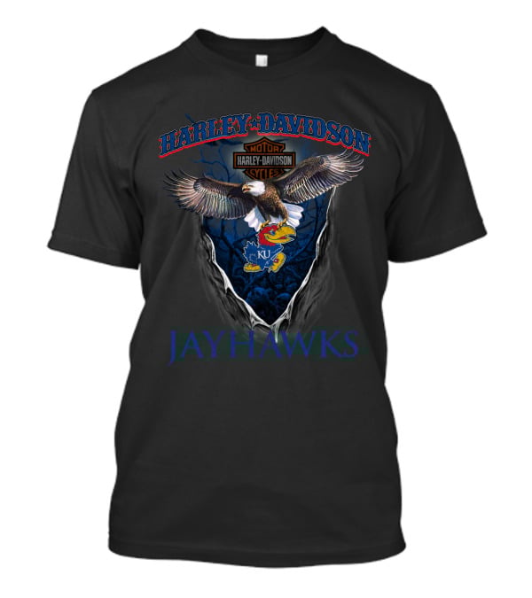 Harley Davidson Ku Jayhawks Eagle Moto T-Shirt