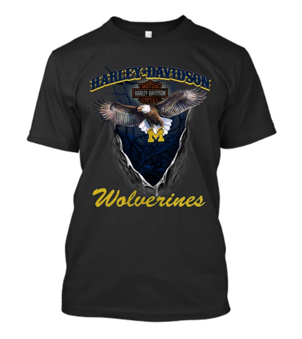 Harley Davidson Motor Cycles Wolverines Michigan T-Shirt