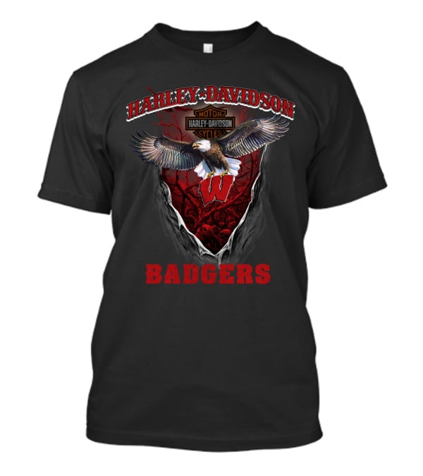 Harley Davidson Motor Cycles Badgers Wisconsin T-Shirt