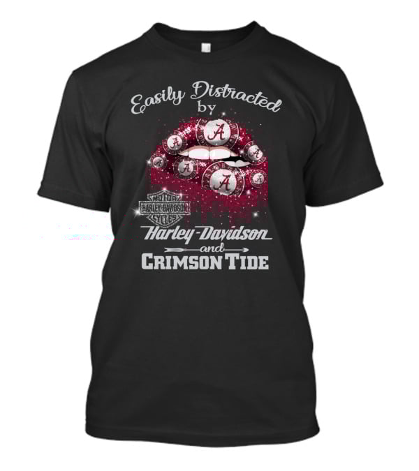 Easily Distracted By Harley Davidson And Crimson Tide T-Shirt