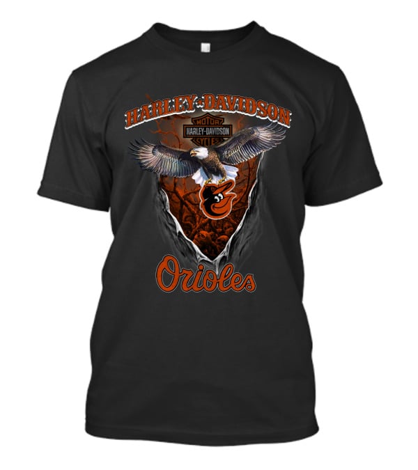 Harley Davidson Motor Cycles Orioles Eagle Baltimore Orioles T-Shirt