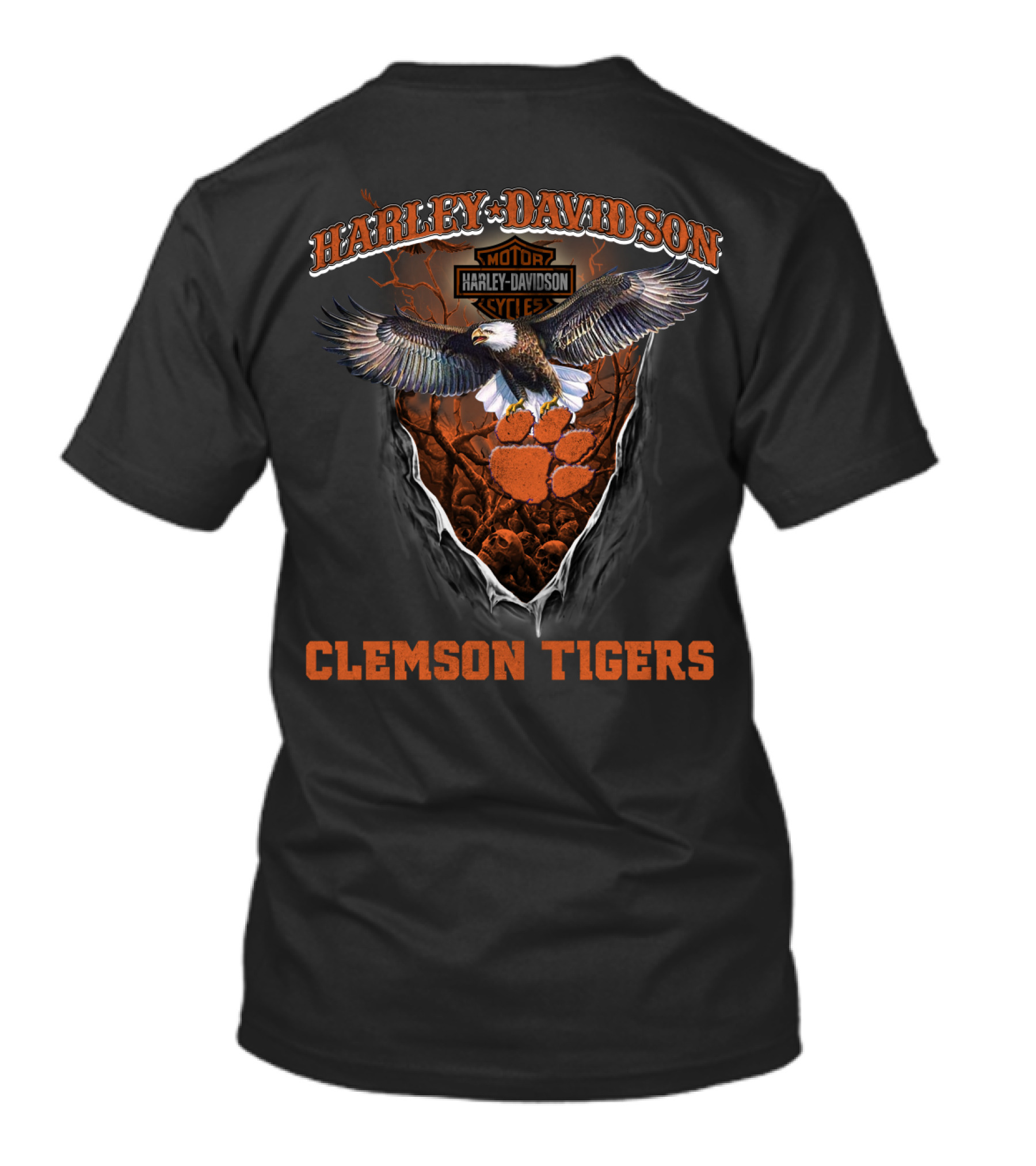 Harley Davidson Clemson Tigers Motorcycles Eagle Paw T-Shirt