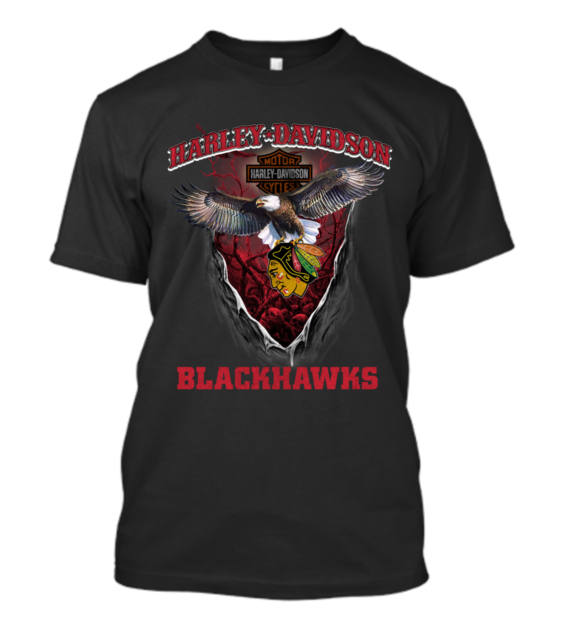 Harley Davidson Motorcycles Eagle Blackhawks T-Shirt