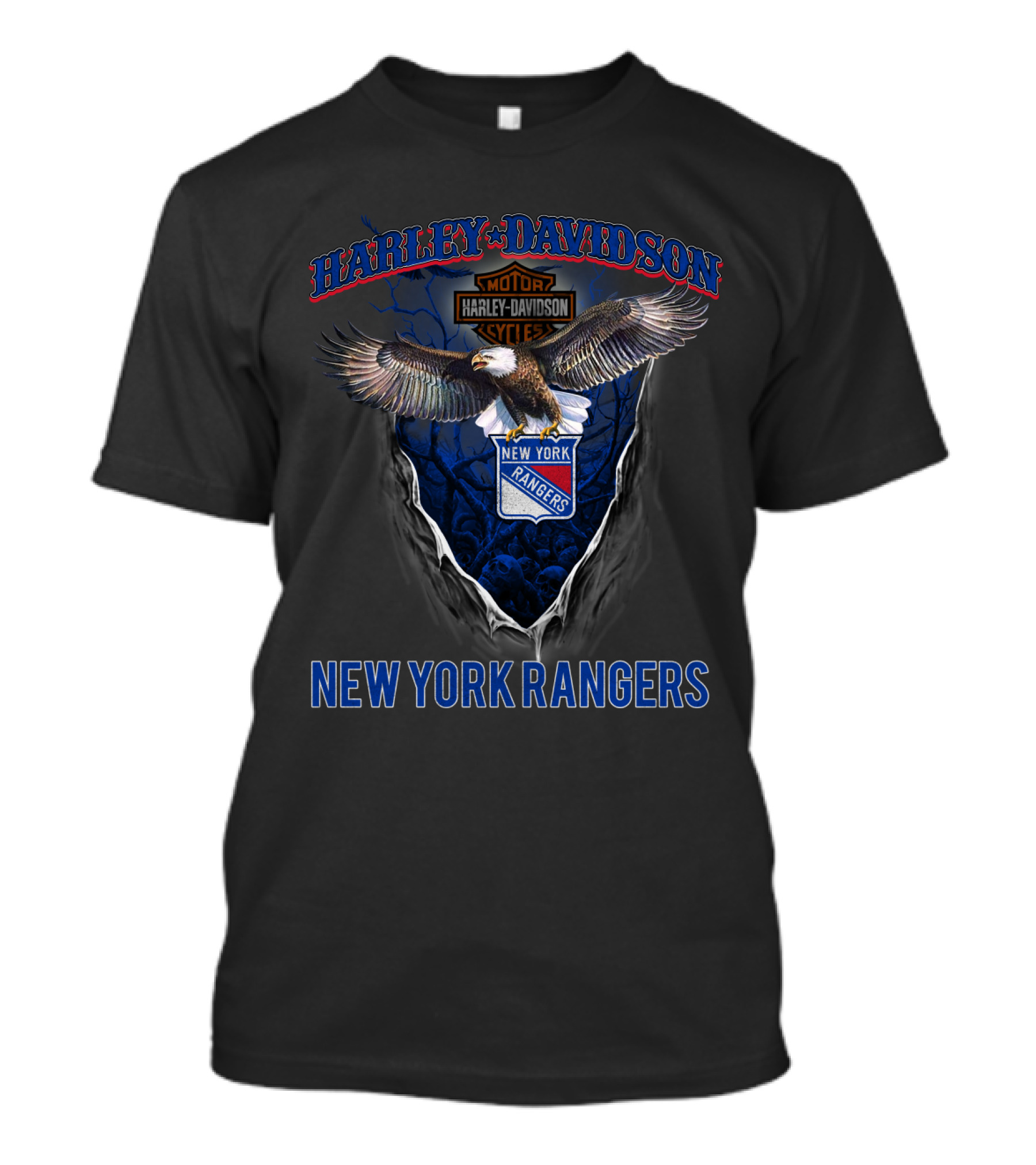 Harley Davidson Motorcycles New York Rangers Eagle T-Shirt