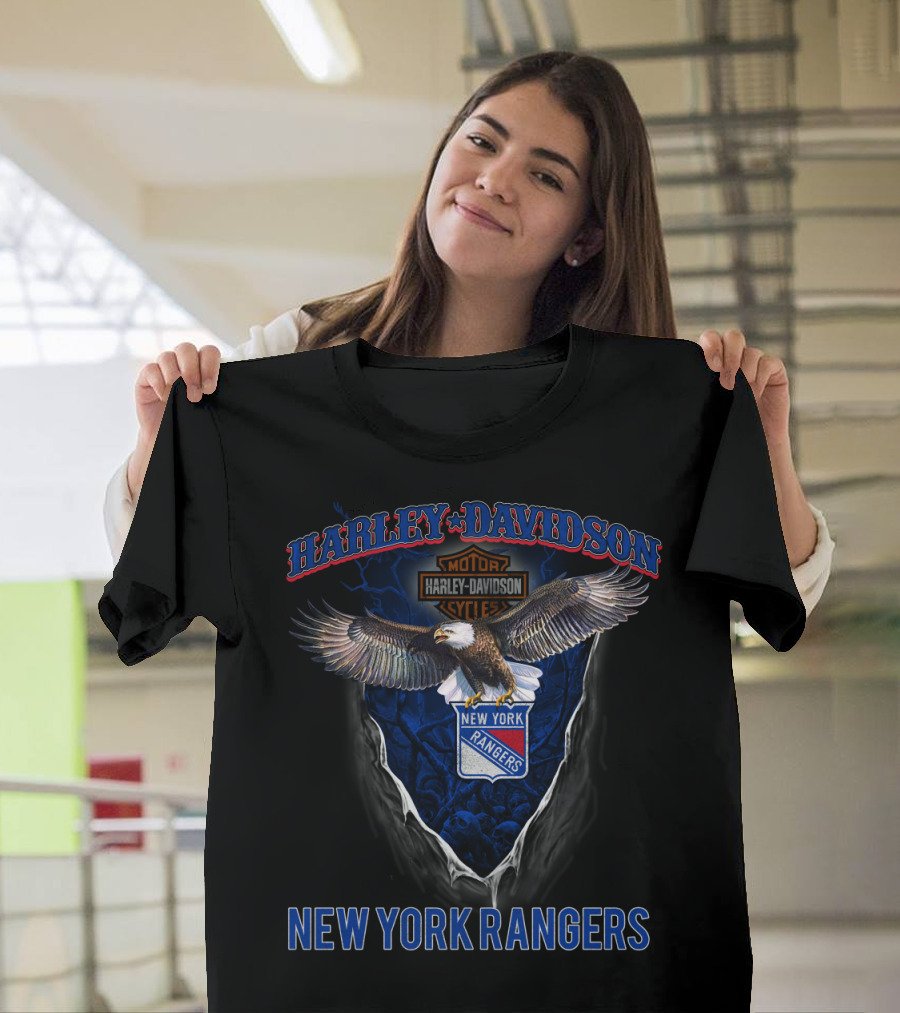 Harley Davidson Motorcycles New York Rangers Eagle T-Shirt