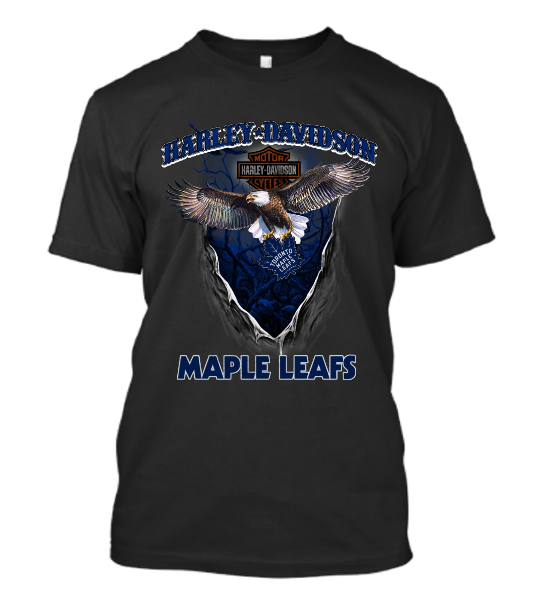 Harley Davidson Toronto Maple Leafs Motorcycle Cycle Eagle T-Shirt