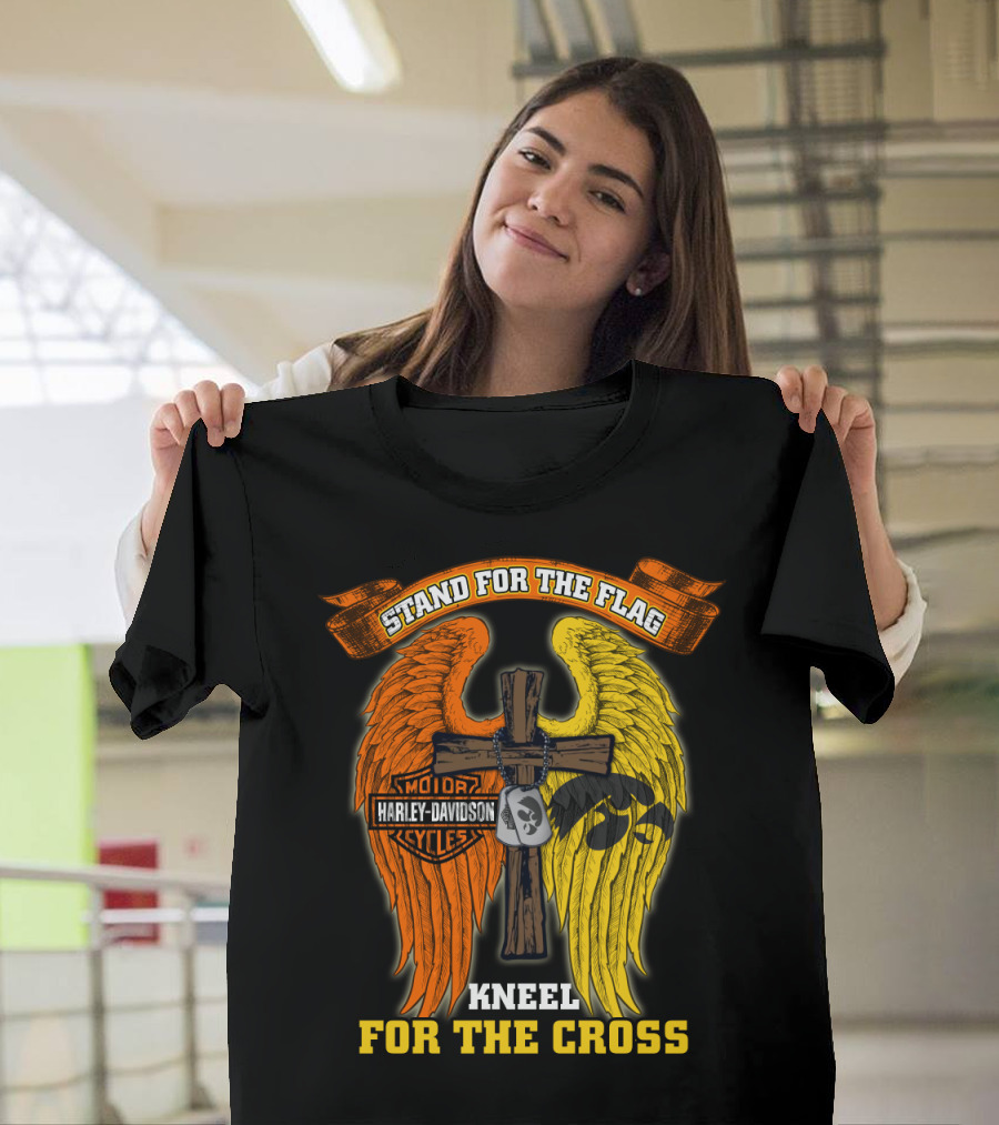 Stand For The Flag Kneel For The Cross Harley Davidson Iowa Hawkeyes T-Shirt