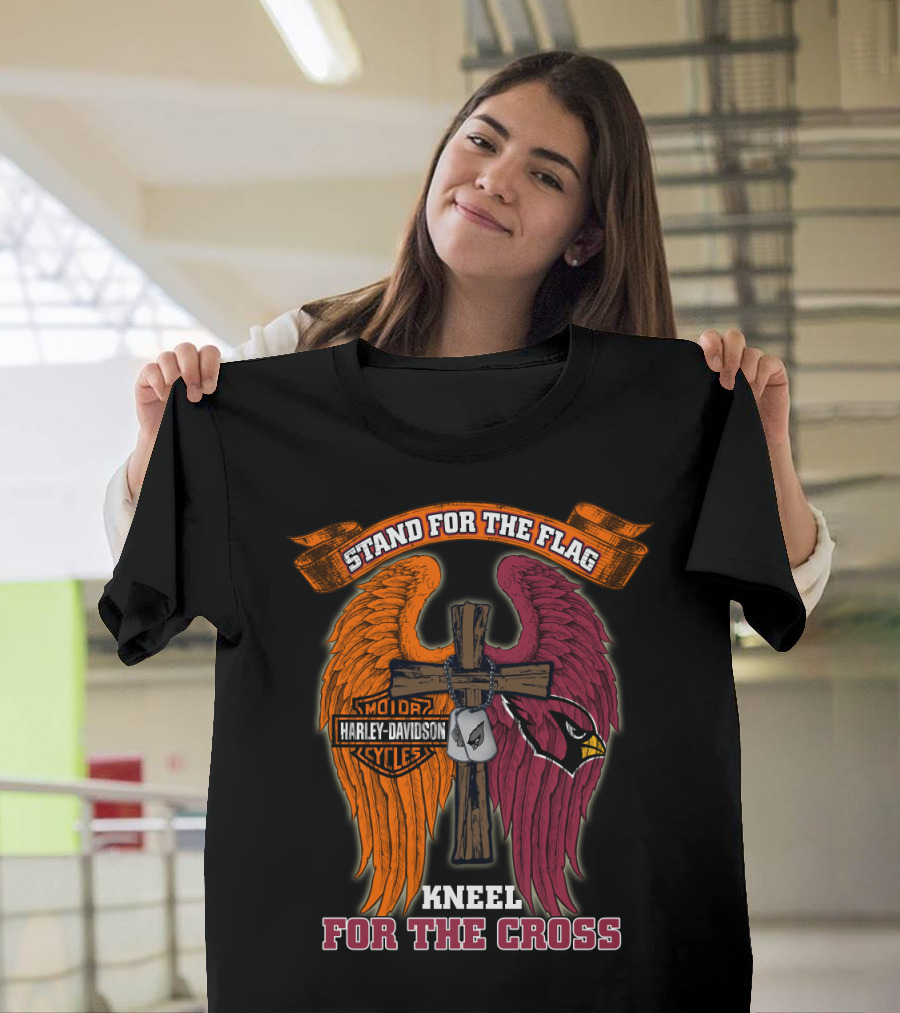 Stand For The Flag Kneel For The Cross Harley Davidson Motor Cycles Arizona Cardinals T-Shirt