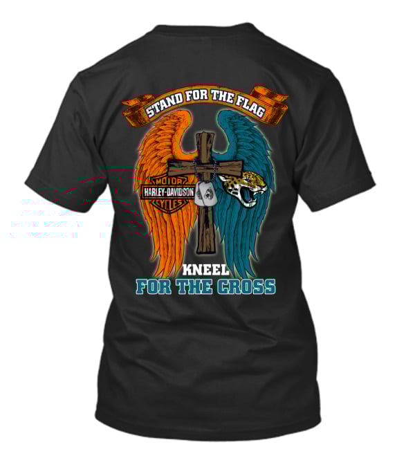 Stand For The Flag Kneel For The Cross Harley Davidson Motorcycles Jacksonville Jaguars T-Shirt