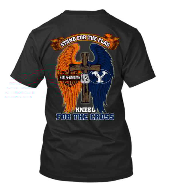 Stand For The Flag Kneel For The Cross Harley Davidson Byu Cougars T-Shirt