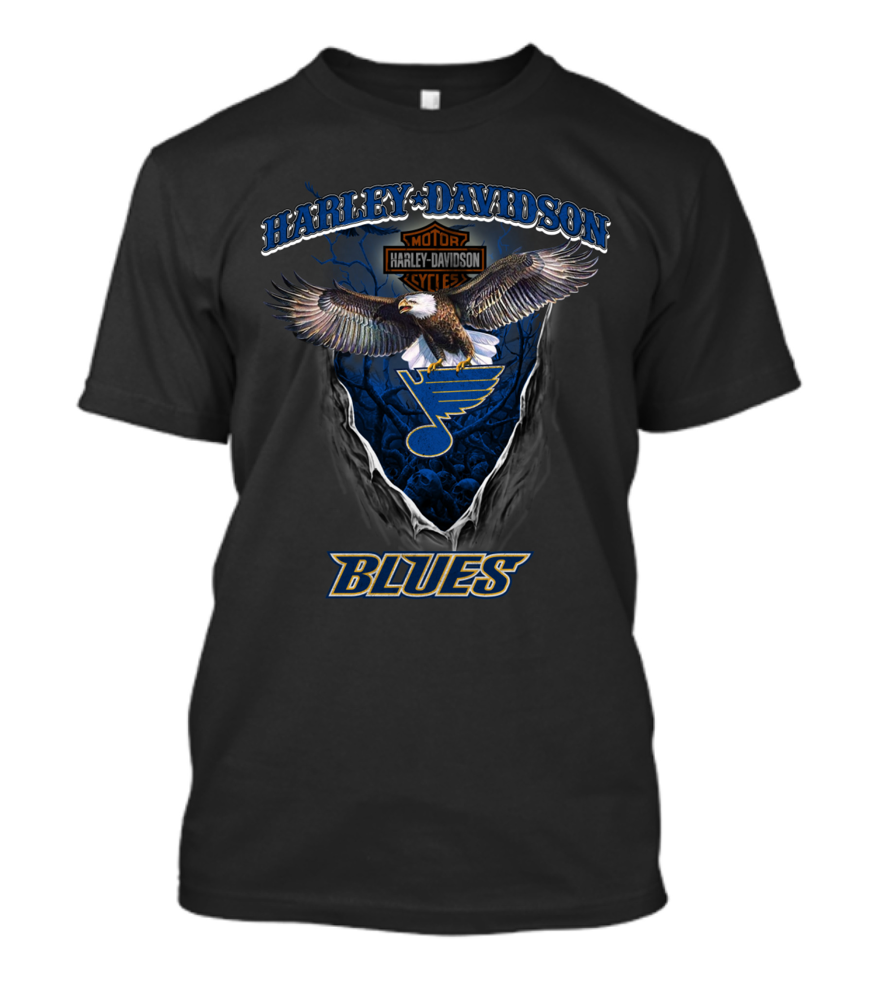 Harley Davidson Motor Cycles Eagle St Louis Blues T-Shirt