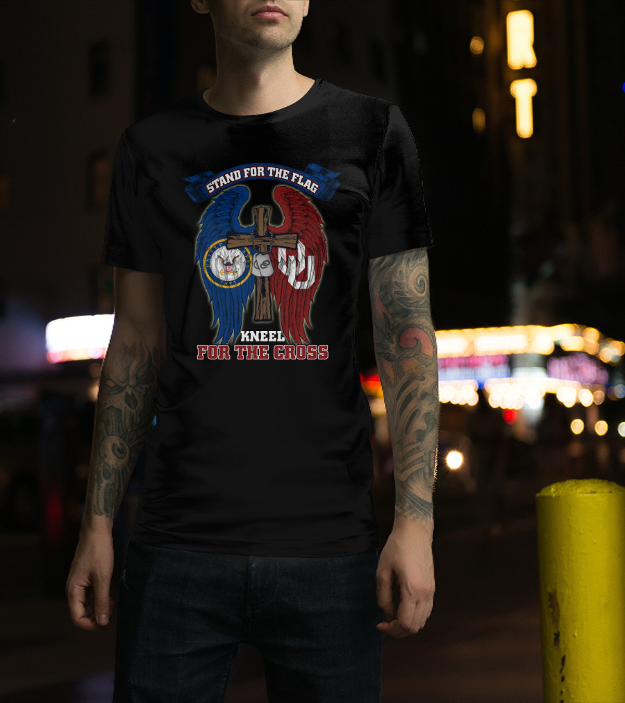 Stand For The Flag Kneel For The Cross Us Navy Oklahoma Sooners T-Shirt