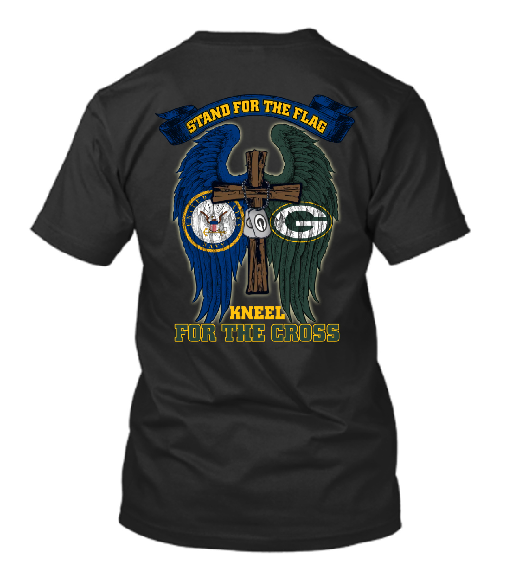 Stand For The Flag Kneel For The Cross United States Navy Green Bay Packers T-Shirt