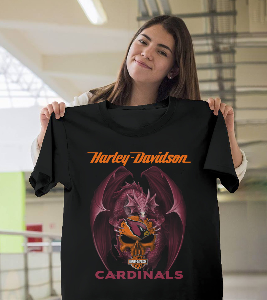 Harley Davidson Arizona Cardinals Dragon Rojo Y Negro Nfl T-Shirt