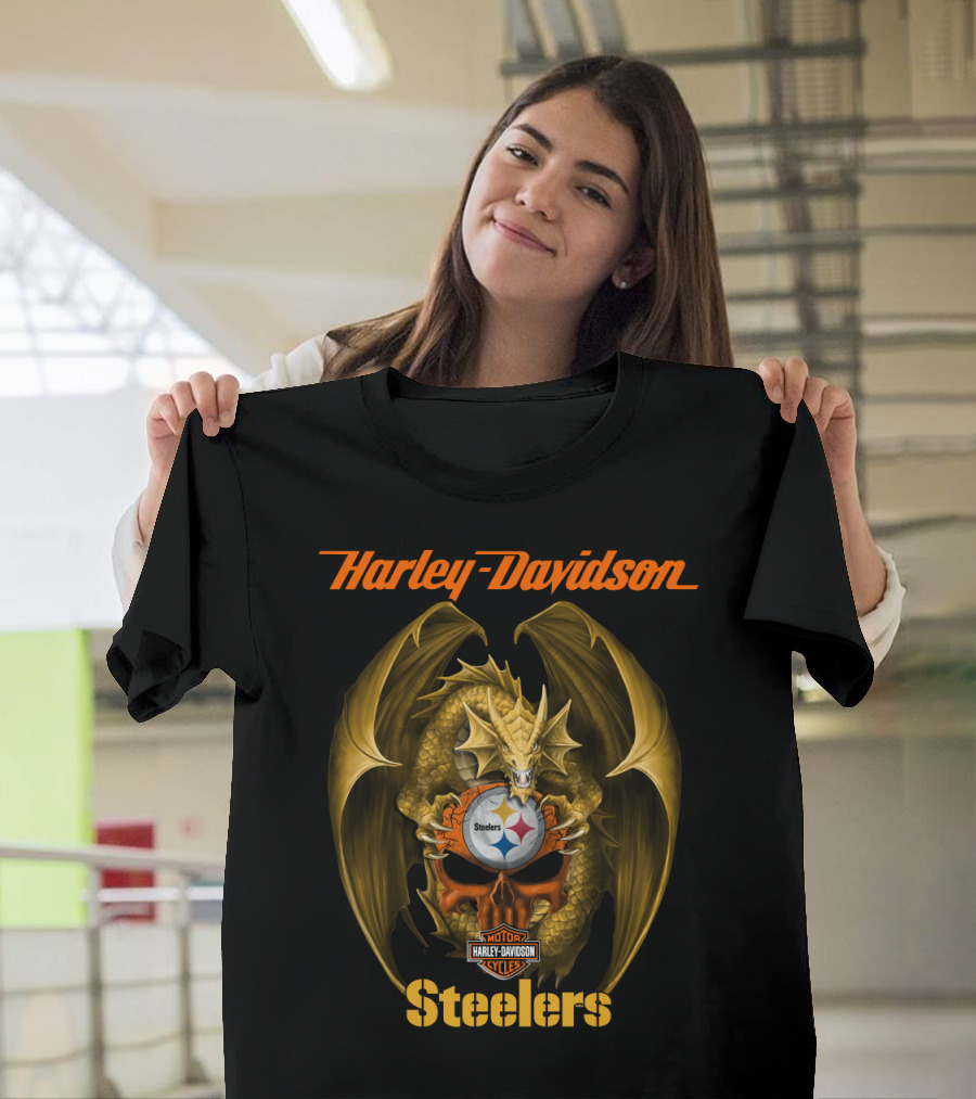 Harley Davidson Pittsburgh Steelers Dragon Nfl Motif T-Shirt