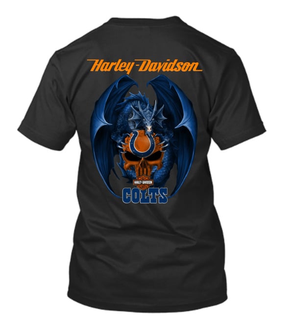 Harley Davidson Colts Dragon Skull Motorcycles Indianapolis T-Shirt