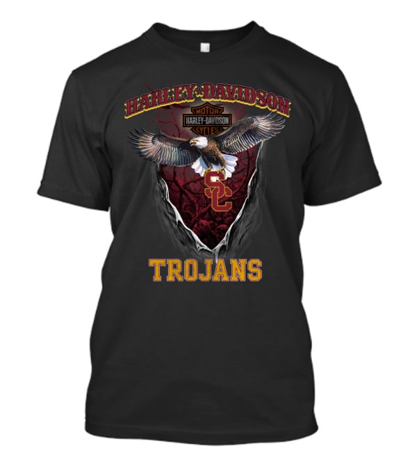 Harley Davidson Usc Trojans Motor Cycles Eagle T-Shirt