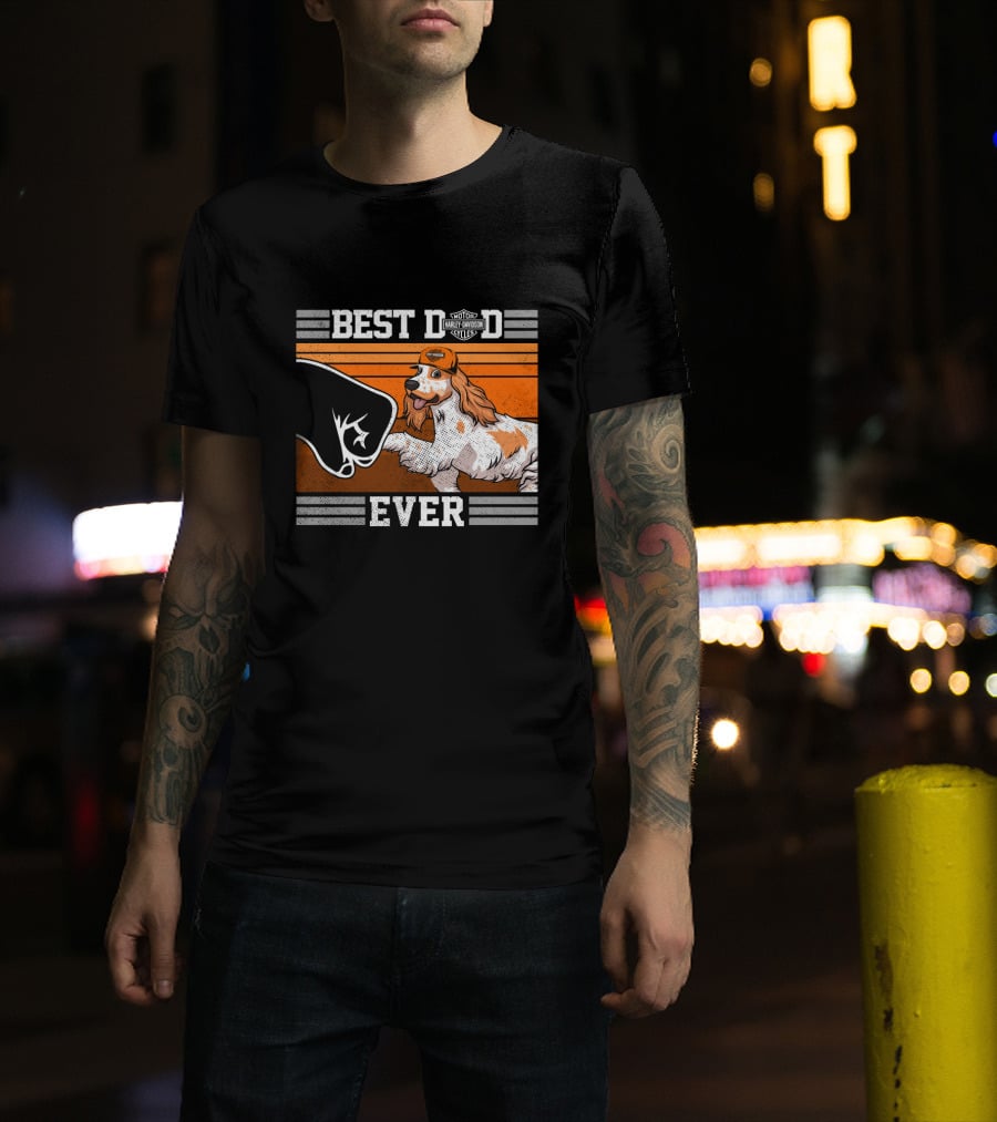 Best Dad Ever Motor Harley English Cocker Spaniel Cycles T-Shirt