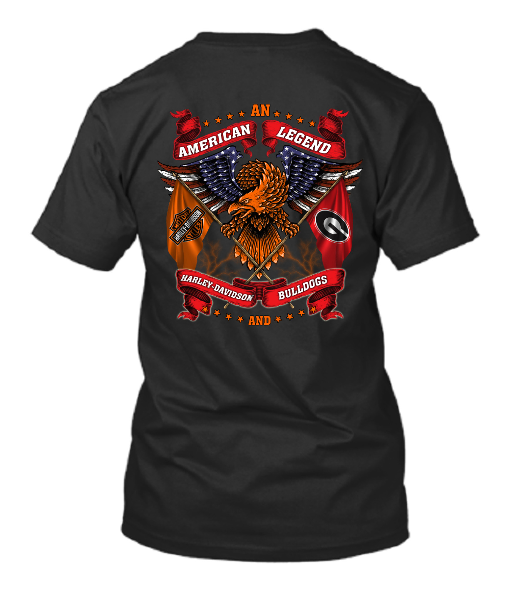 American Legend Harley Davidson And Bulldogs T-Shirt