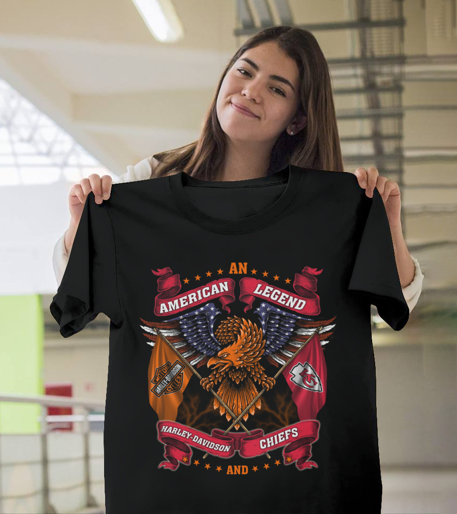 An American Legend Harley Davidson And Chiefs T-Shirt