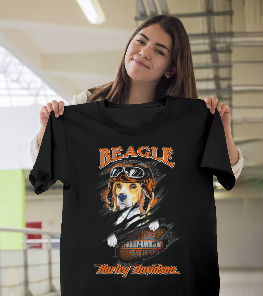 Beagle Harley Davidson Motorcycles Cycles T-Shirt