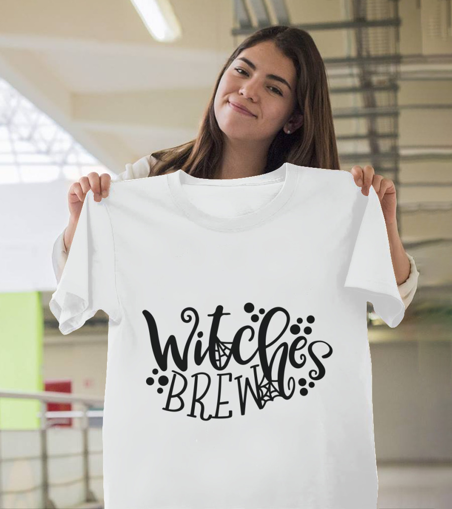 Witches Brew Halloween Script with Spider Webs T-Shirt