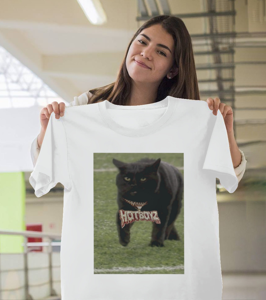 Hot Boyz Black Cat on Football Field T-Shirt