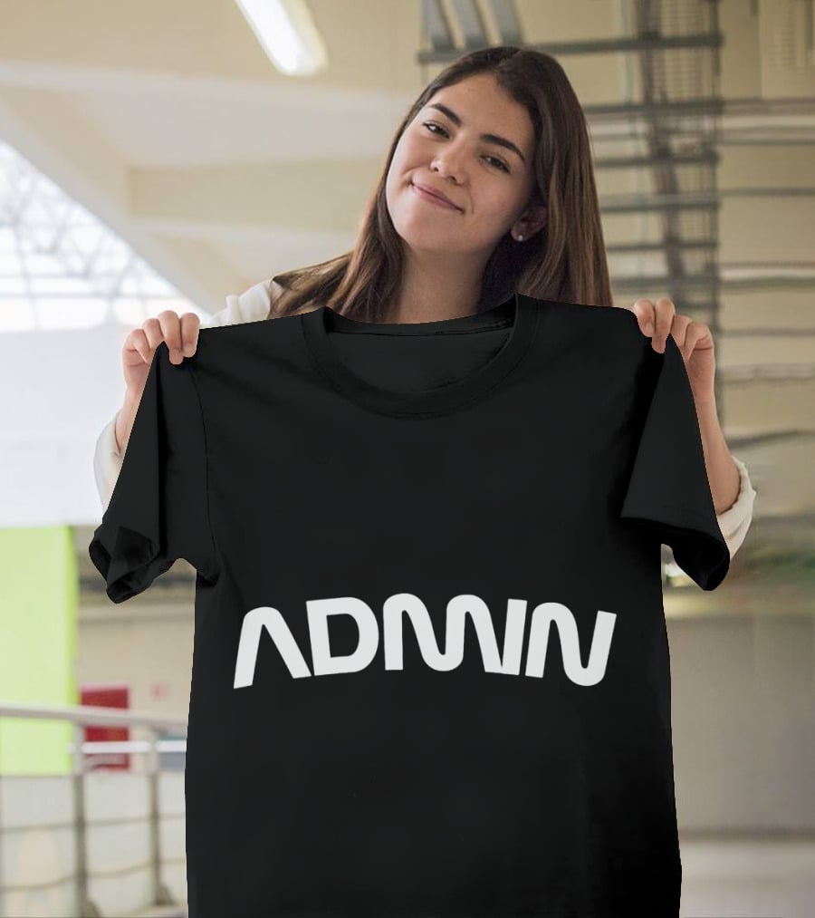ADMN Curved Bold Text Distorted Effect T-Shirt