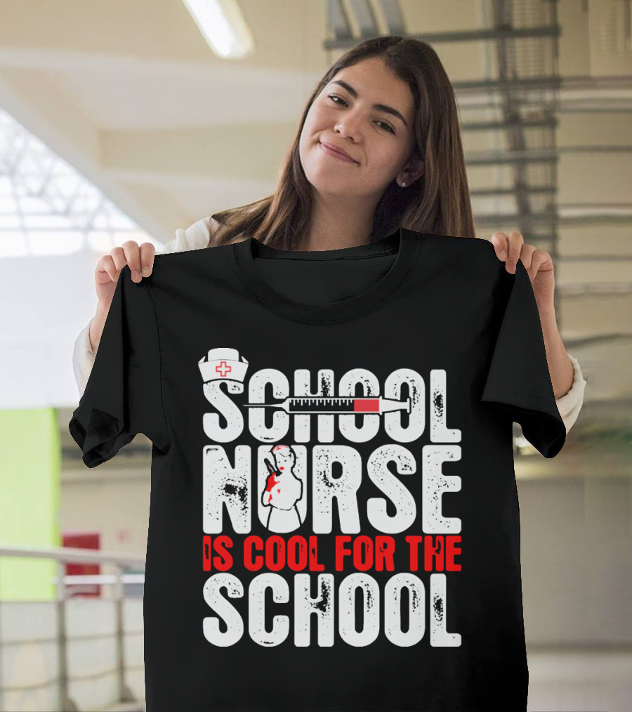 School Nurse Is Cool For The School Nurse Cap Syringe Badge T-Shirt