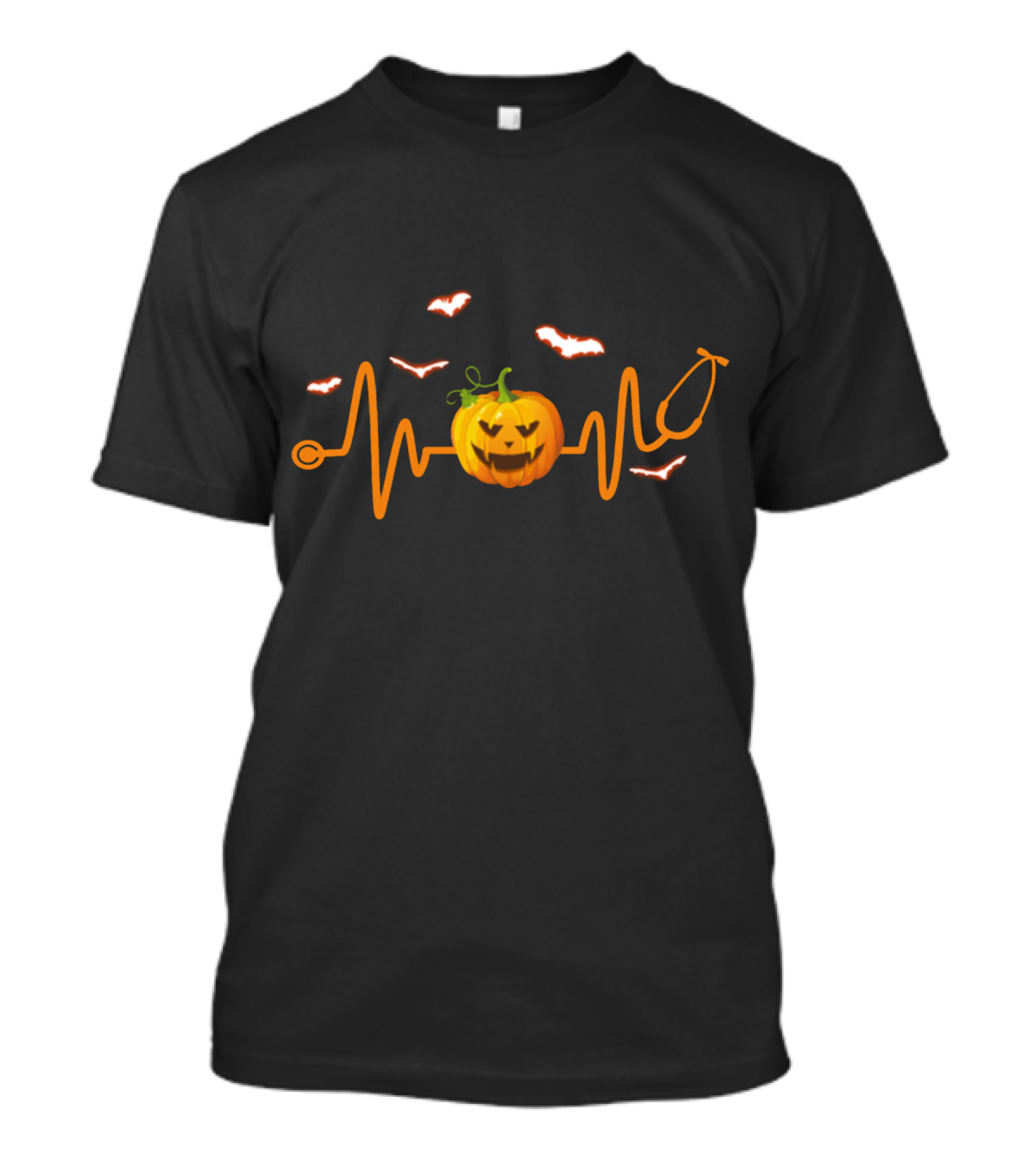 Stethoscope Pumpkin Bat Halloween Funny Nurse T-Shirt