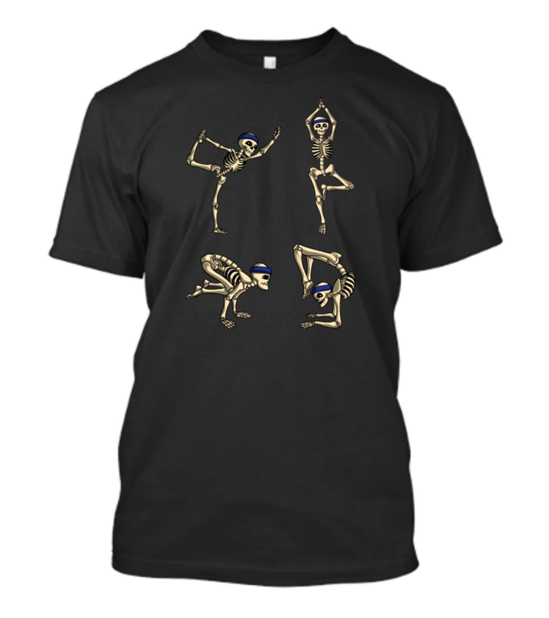 Skeleton Yoga Exercise Poses With Blue Headbands T-Shirt