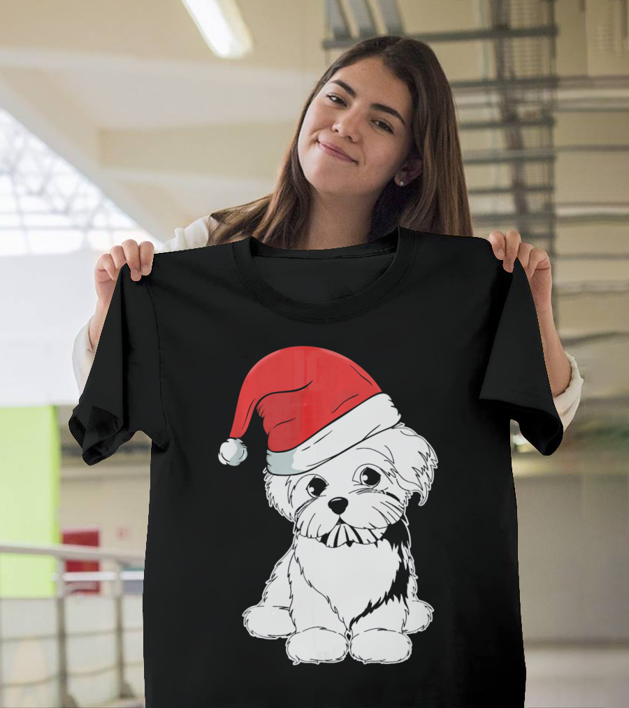 Best Christmas Maltese Santa Hat T-Shirt