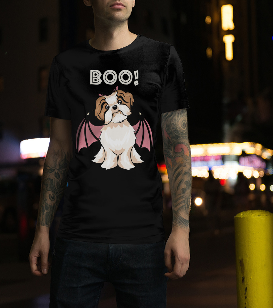 BOO Shih Tzu With Bat Wings T-Shirt